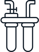Water Filtration icon: water pipes and a tap