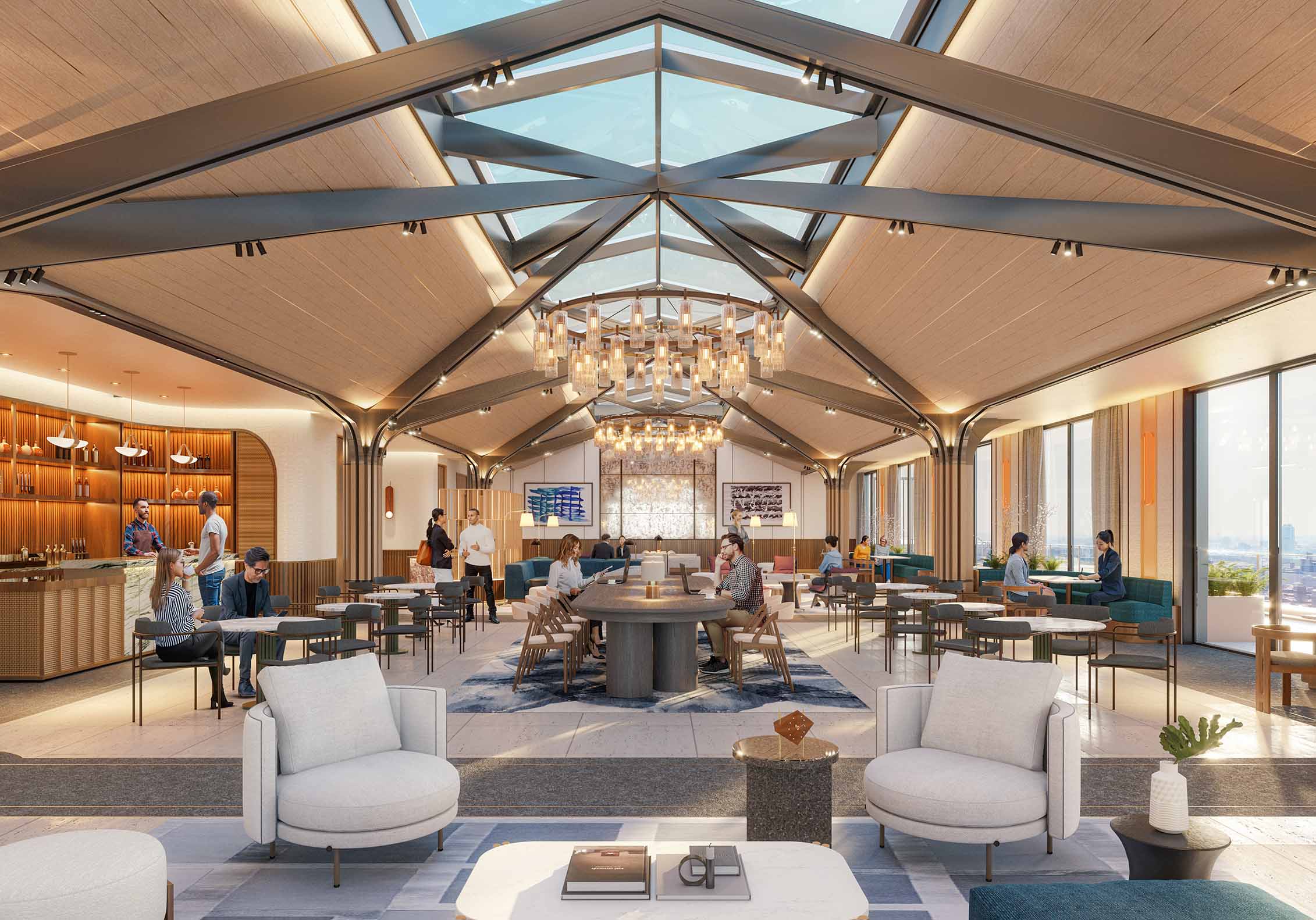 Interior Rooftop Lounge with 17' Skylight